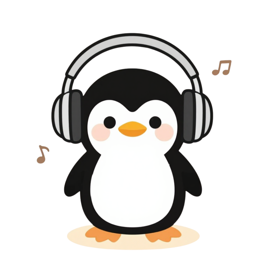 Humboldt penguin wearing headphones